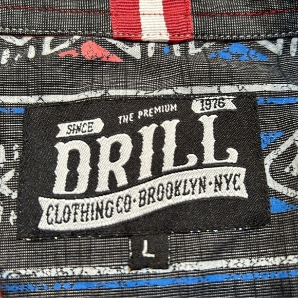 DRILL CLOTHING COMPANY Men's Vintage Rusty Red Button Down Casual Shirt Size L - Picture 10 of 11